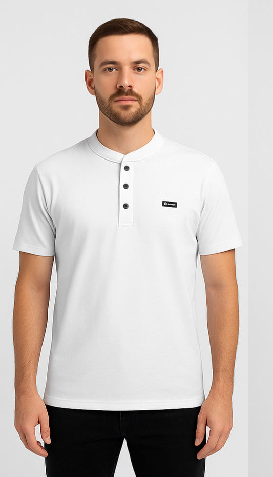 STAND COLLAR WHITE T-SHIRT