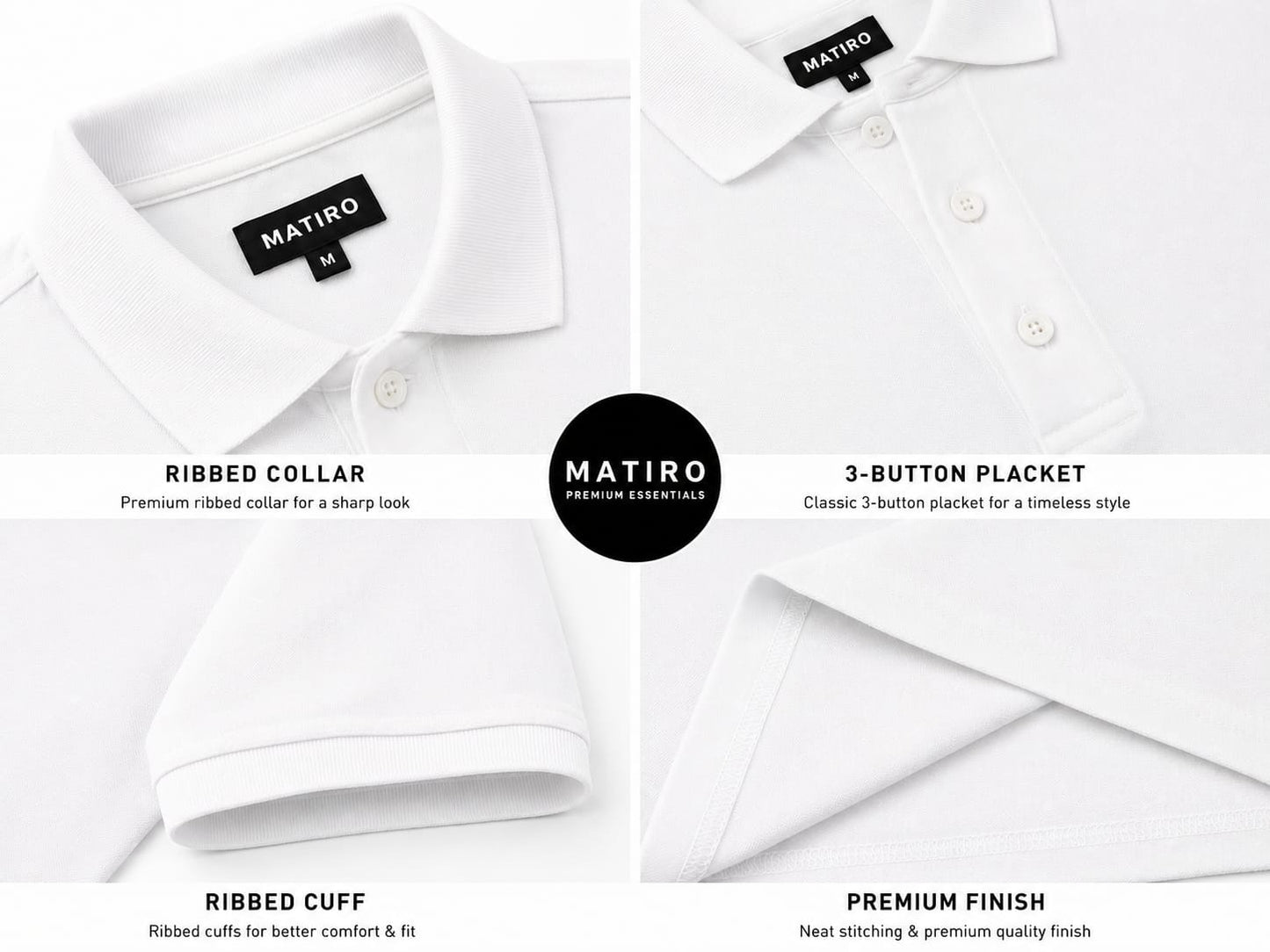 Wrinkle Free Black & White Combo T-Shirts