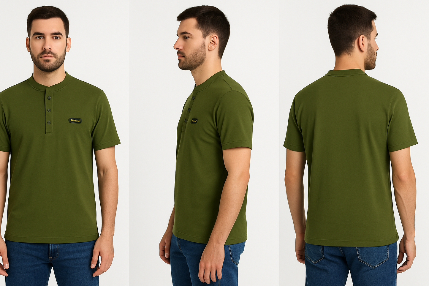 SATND COLLAR TISHRT OLIVE GREEN