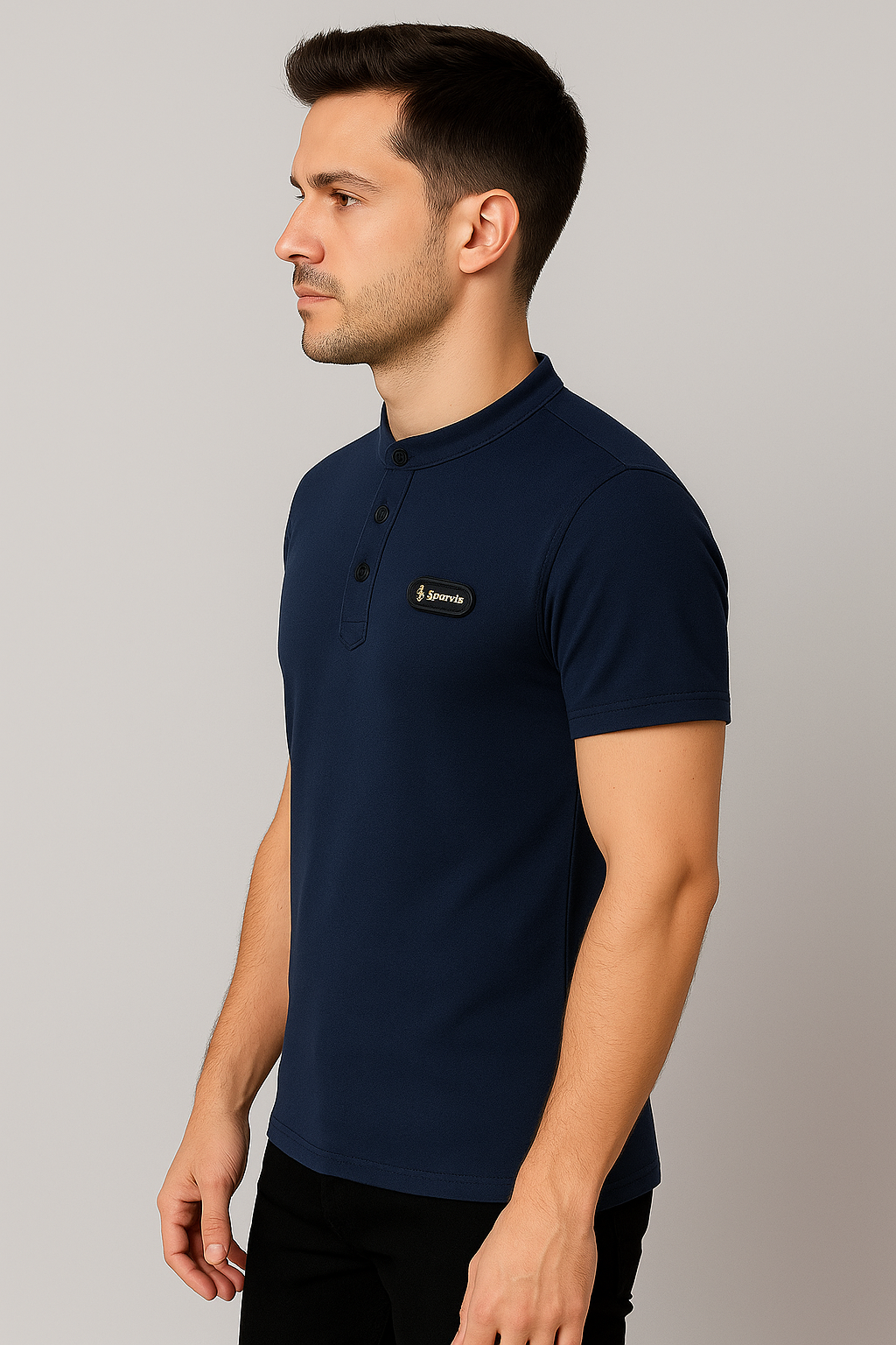 STAND COLLAR T-SHIRT