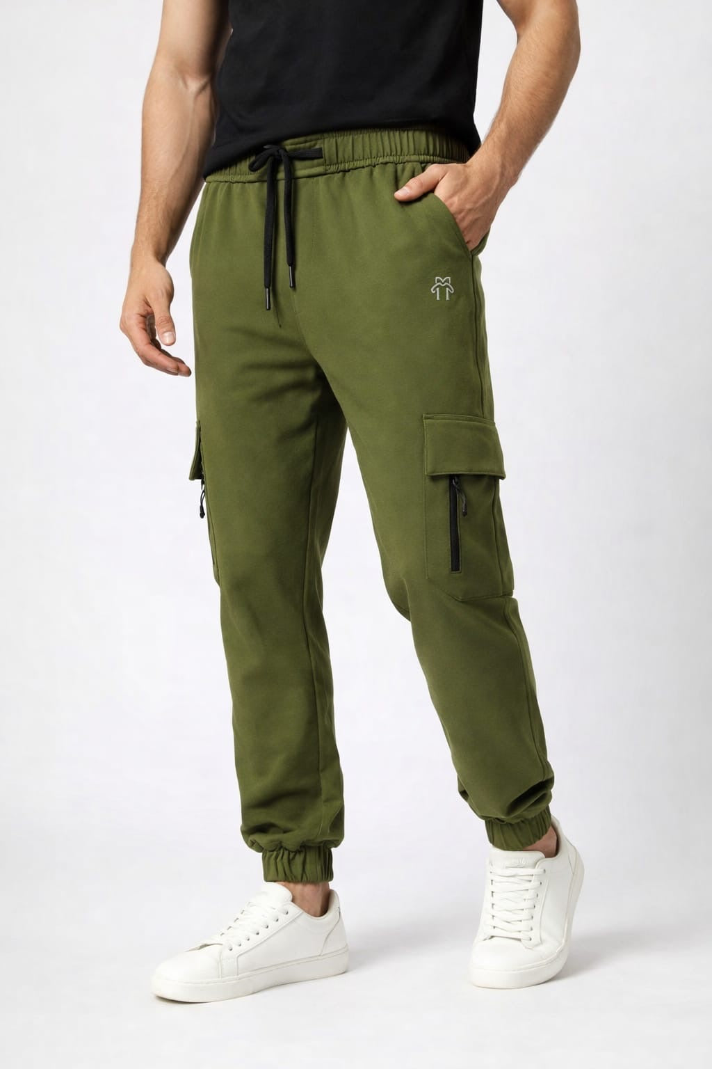 Men’s  Cargo Jogger Pants | Premium Stretch Fabric | Side Zip Pocket | Elastic Ankle Fit