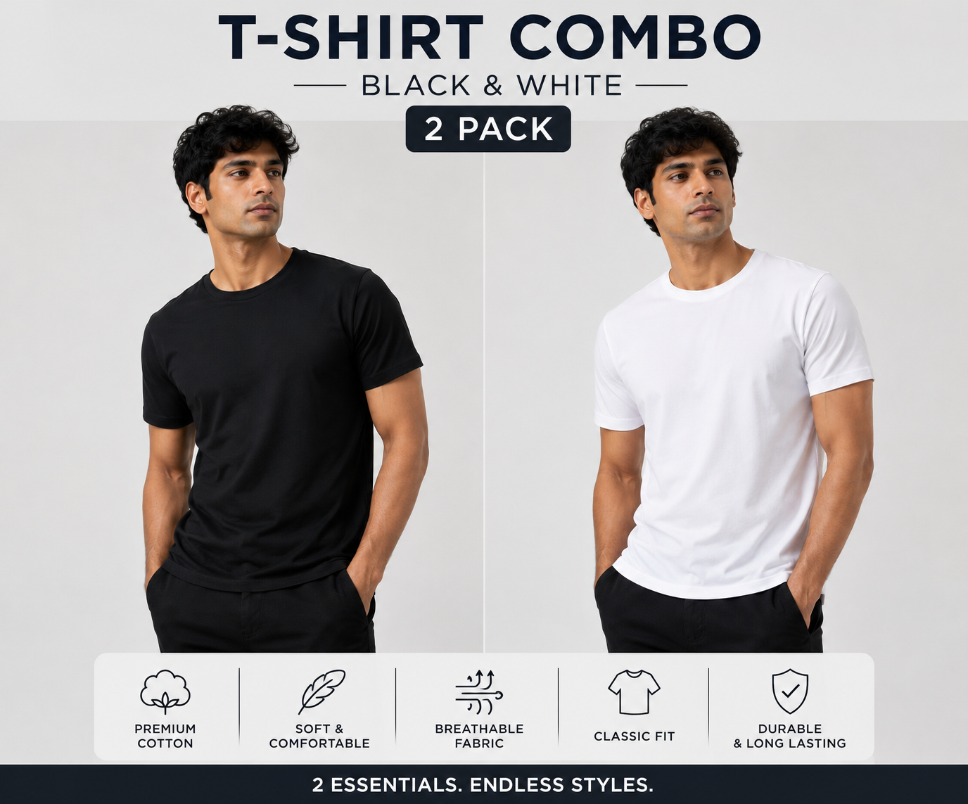 ROUND NECK COMBO TISHRT
