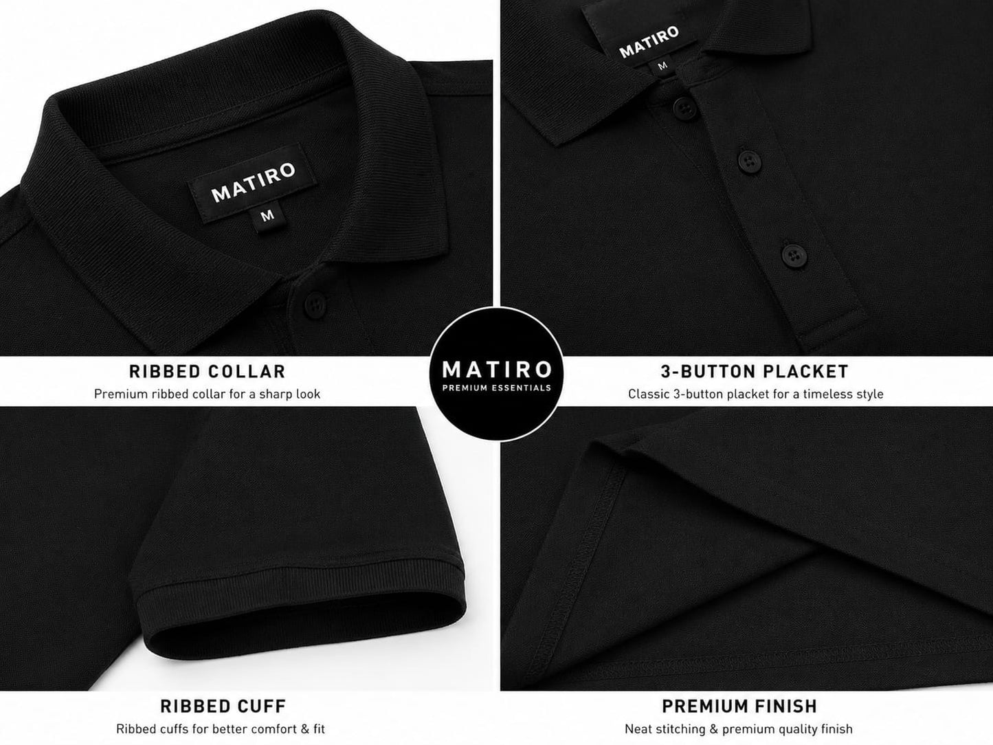 Wrinkle Free Black & White Combo T-Shirts