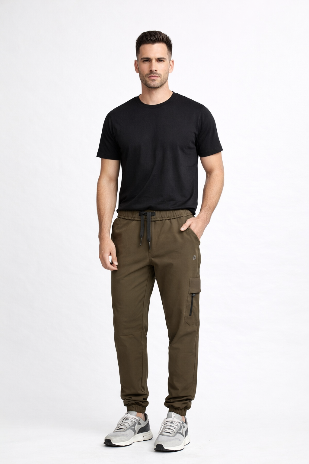 Men’s  Cargo Jogger Pants | Premium Stretch Fabric | Side Zip Pocket | Elastic Ankle Fit