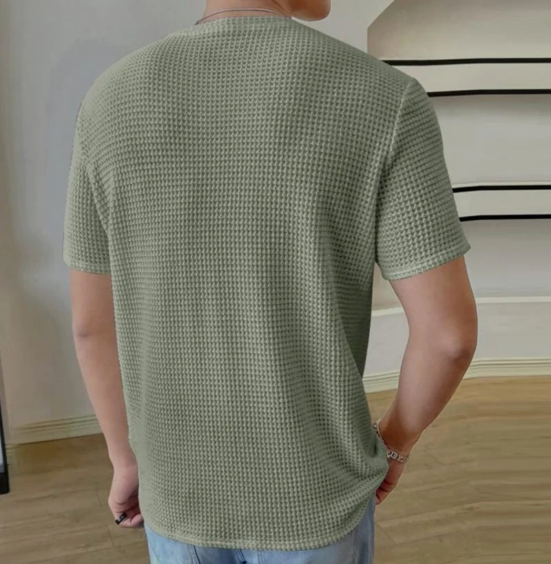 Men’s Light Green Short Sleeve Waffle Knit T-Shirt